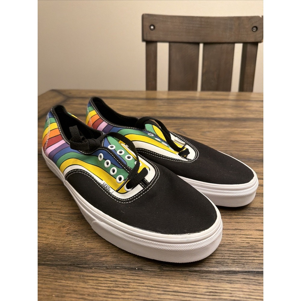 Vans Authentic Refract Rainbow Shoes Men's 13 Women's 14.5 Black Multi-Color New